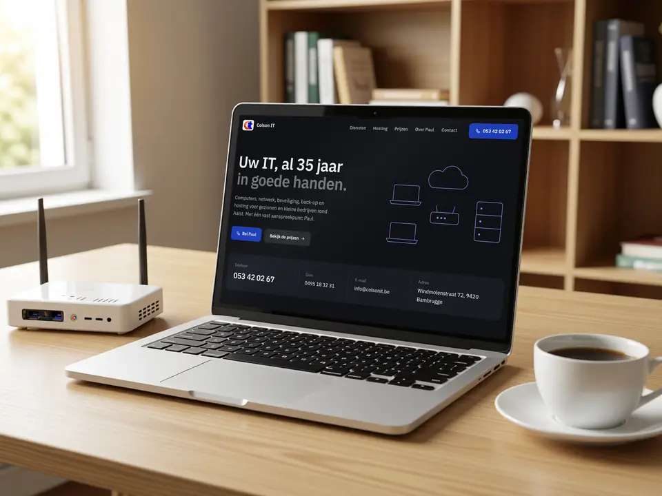 The new Colson IT one-pager on a laptop
