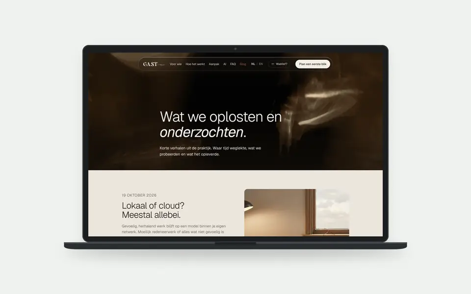 Screenshot of the GAST Tech project