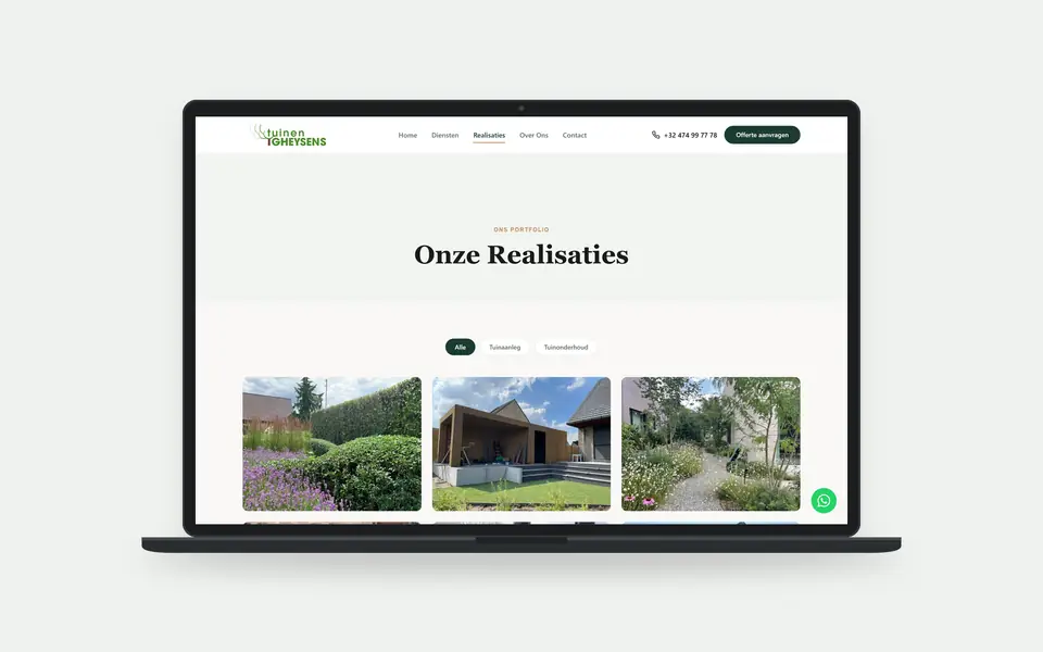 Screenshot van het project Tuinen Gheysens