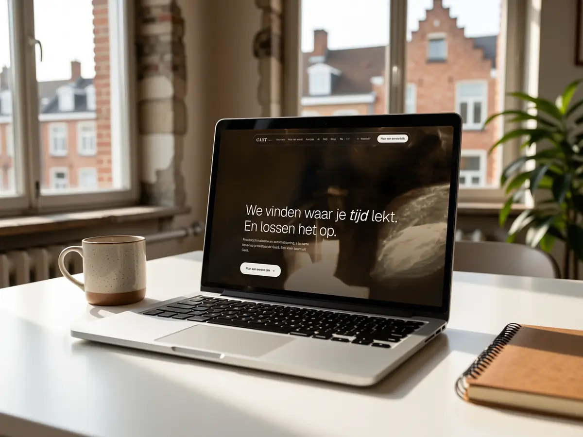 De website van GAST Tech op een laptop